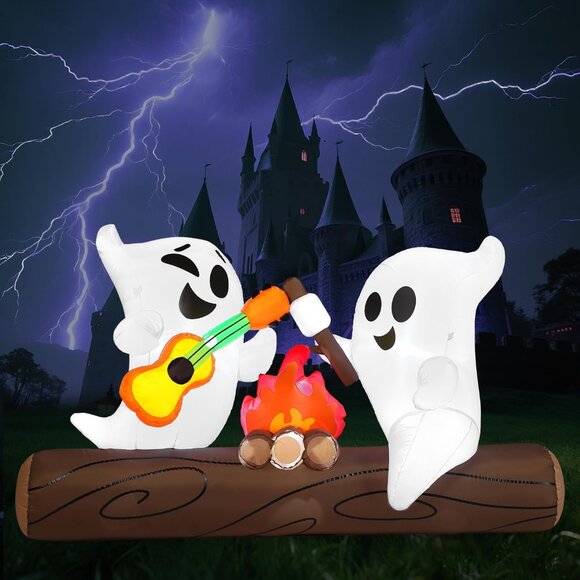 6ft Ghost Roasts Cotton Candy Halloween Inflatable Decoration with LED Light - Picture 1 of 8